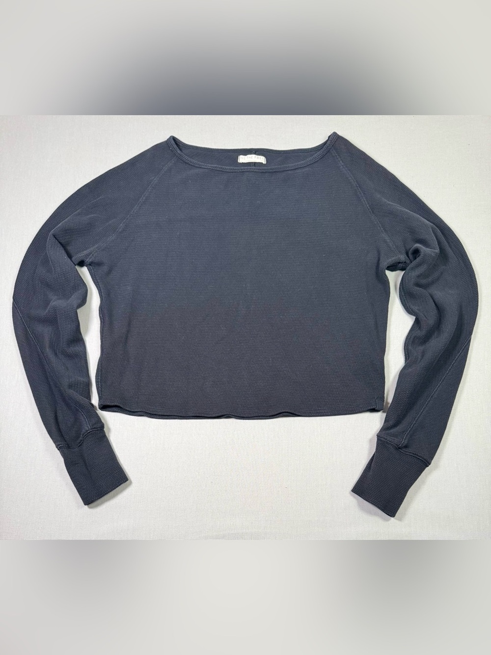 We The Free Ribbed Long-Sleeve Jess Cropped Top - Charcoal Medium